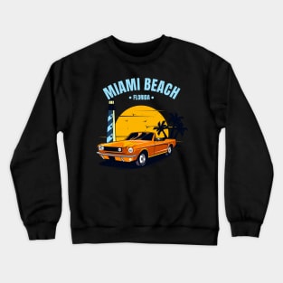 Miami Beach Muscle Car Florida Crewneck Sweatshirt